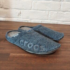 Crocs Baya Felt Slippers Mens 4 Womens 6 Gray Cozy Comfort Slip On Lounge Shoes,